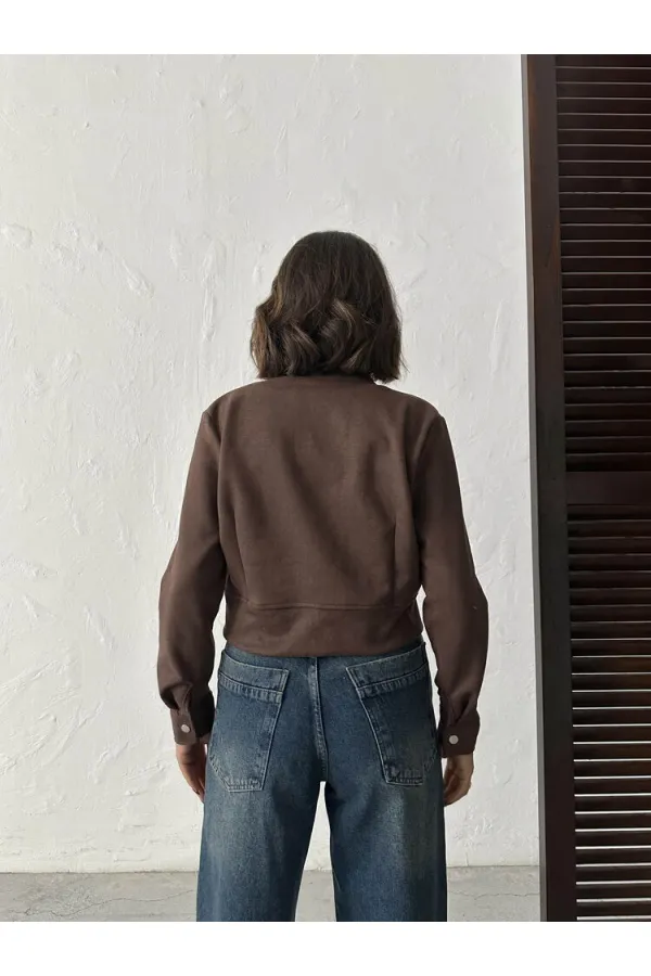 Topshow - Veste bomber marron zippée pour femme (vente en gros)