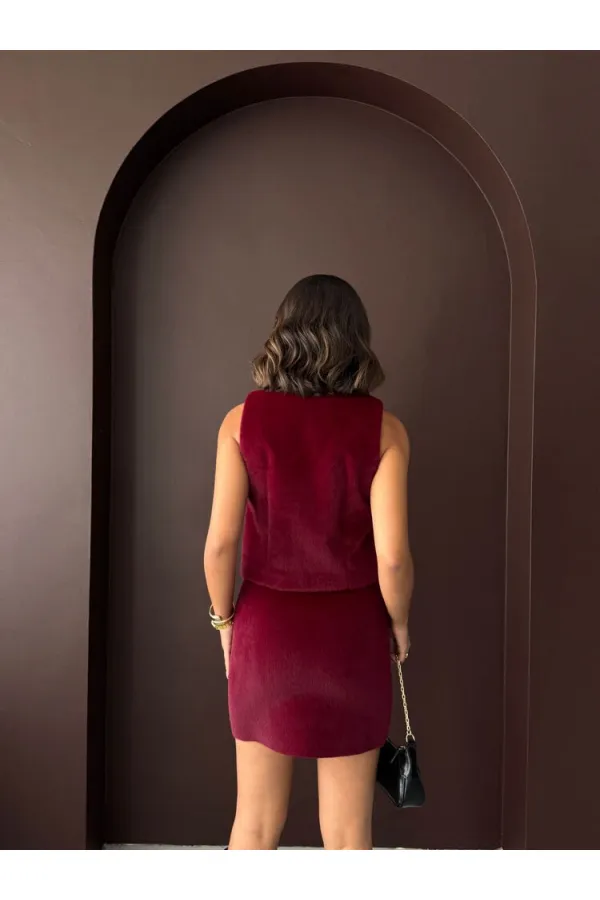 Topshow - Wholesale Plush Vest - Claret Red