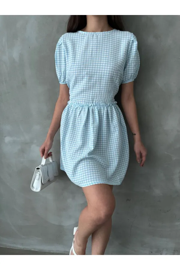 Robe Topshow bleue à col rond en gros