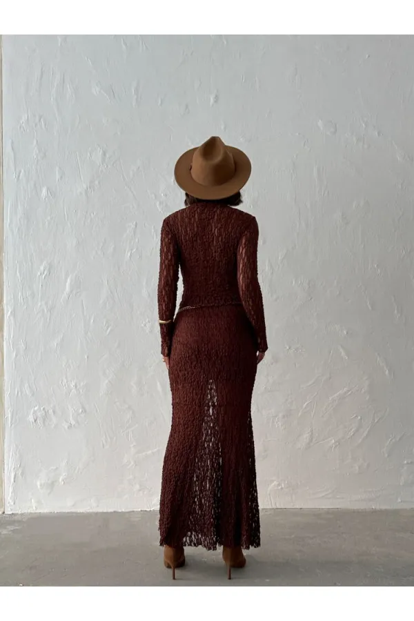 Brown Long Transparent Wholesale Skirt | Topshow | F1887