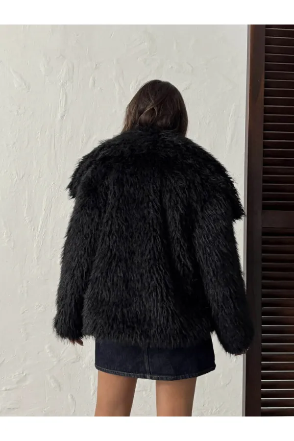 Women's Faux Fur Wholesale Coats – Fluffy, Soft Textured, Stylish Winter Outerwear - BLACK