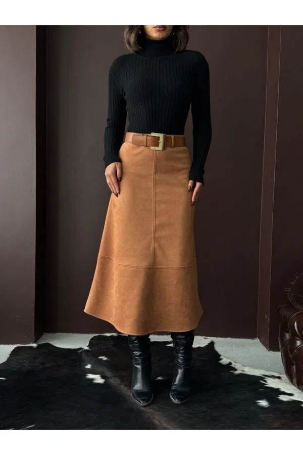 Jupe Topshow Scuba en daim - Beige | Automne/Hiver 2004