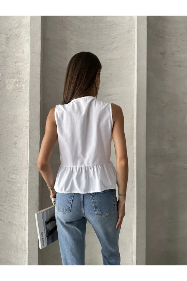 Topshow White Front Tie Wholesale Blouse