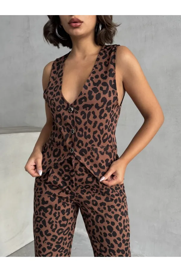 Wholesale Vest - Brown Black | TOPSHOW | F1699