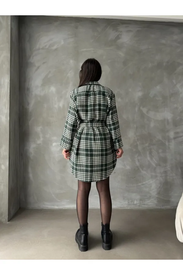 Ekose Toptan Elbise - Zümrüt Ekose | TOPSHOW | F1118