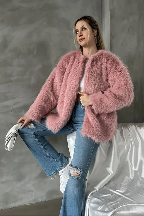 Peluş Toptan Kaban - Pudra | TOPSHOW | F1608