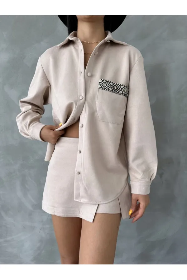 Topshow Stone Suede Wholesale Shirt | F1517