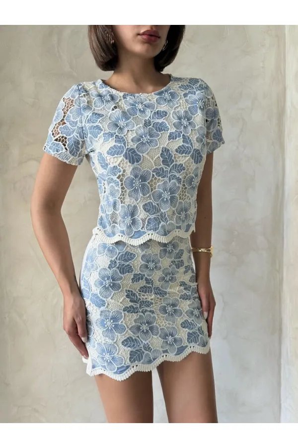 Dantel Bluz - Mavi | Topshow