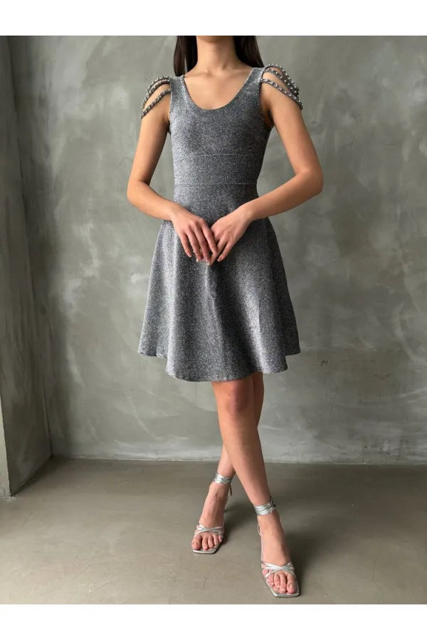 Topshow Gümüş Simli Toptan Elbise