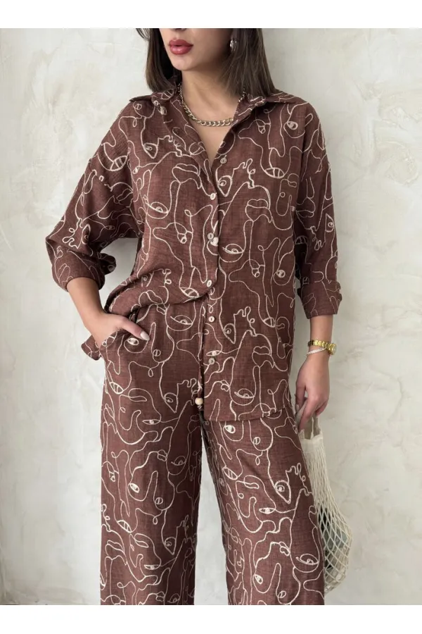 Embroidered Wholesale Shirt - Brown | Topshow | F1899