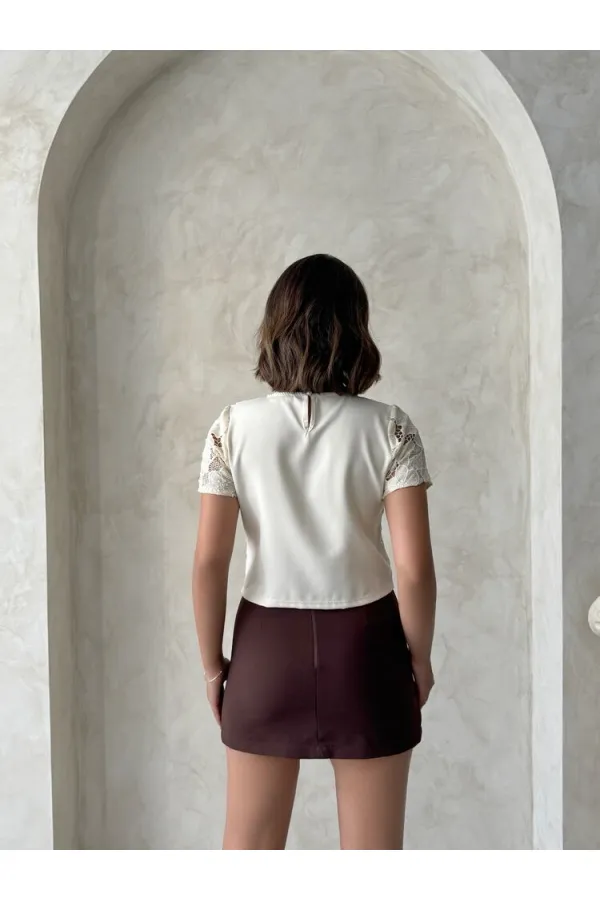 Dantel Bluz - Açık Taş | Topshow