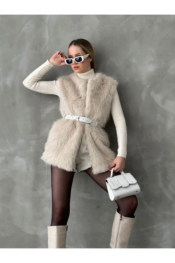 Topshow Taş Tüylü Toptan Yelek | F1567