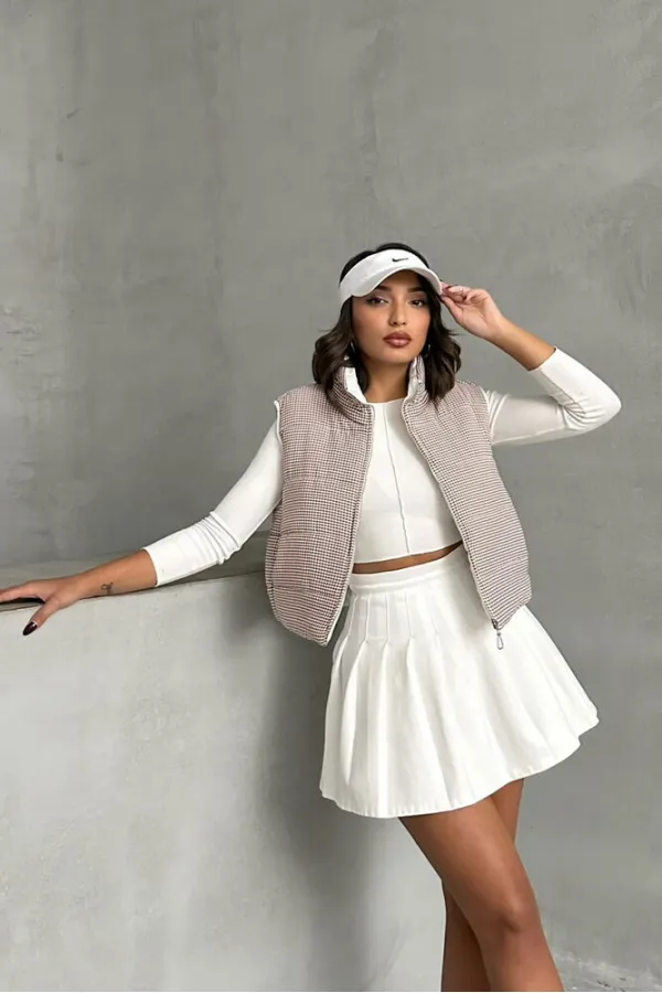 Doudoune sans manches en fibre à motif Pitikare - Marron | TOPSHOW | F1741