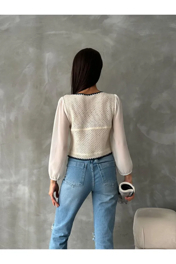 Buttoned Short Wholesale Cardigan F0022 - Stone Blue | TOPSHOW | F0022