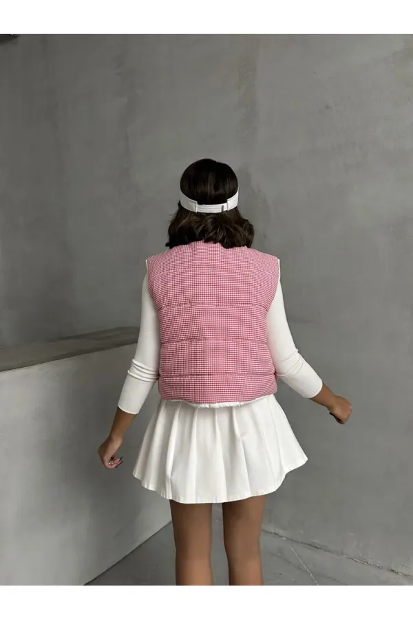 Doudoune sans manches en fibre à motif Pitikare - Fuchsia | TOPSHOW | F1741