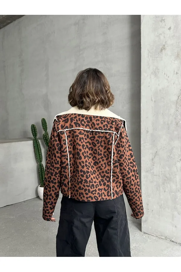 Manteau en peluche à motifs Eopar en gros - Marron et noir | TOPSHOW | F1814