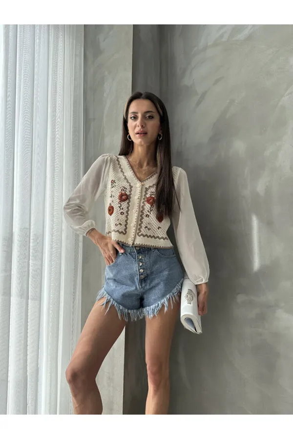 Gilet court boutonné en gros | F0022 - Carrelage pierre | TOPSHOW | F0022