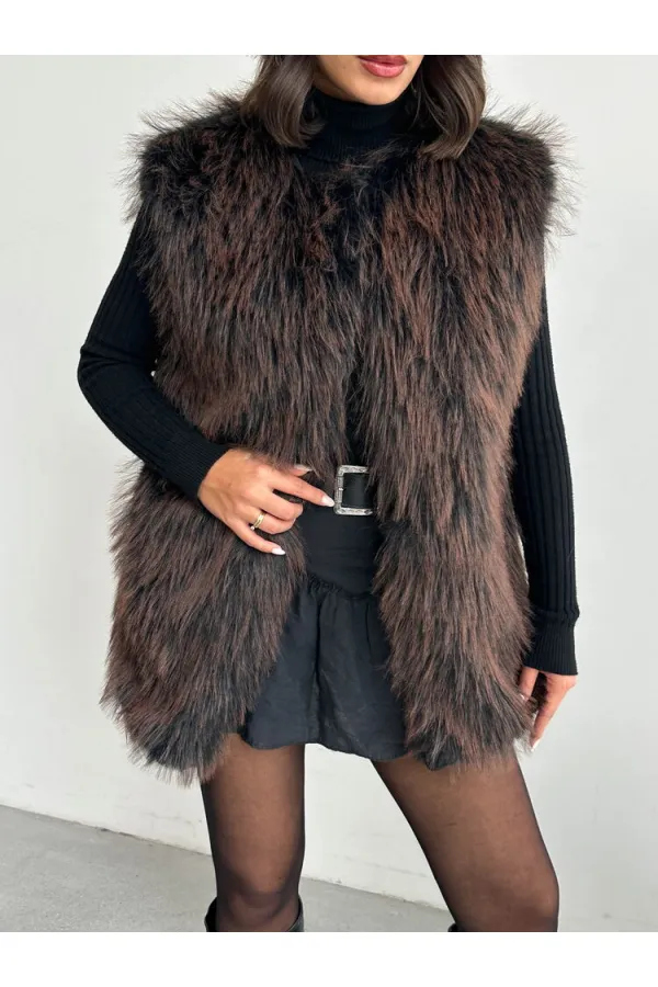 Faux Fur Women's Wholesale Vest – Soft Texture – BLACK