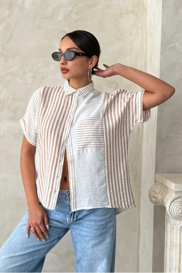 Topshow Stone Piece Striped Wholesale Shirt