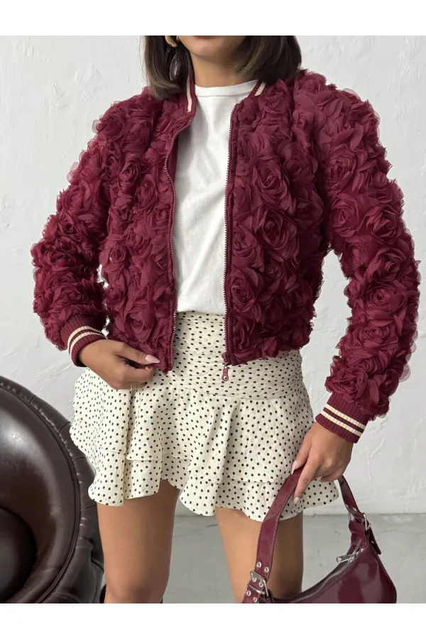 Topshow - Manteau zippé Rose Süzüneli en gros - Rouge bordeaux