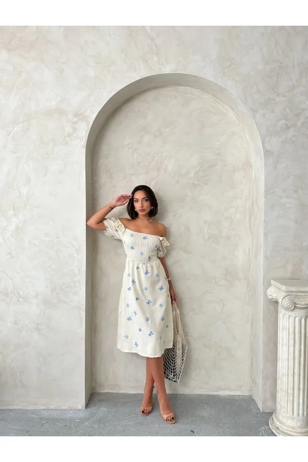 Topshow Mavi Gipeli Toptan Elbise