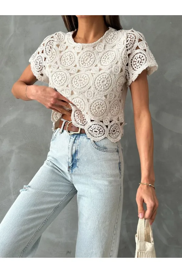 Topshow Ham Güpür Abiye Toptan Bluz