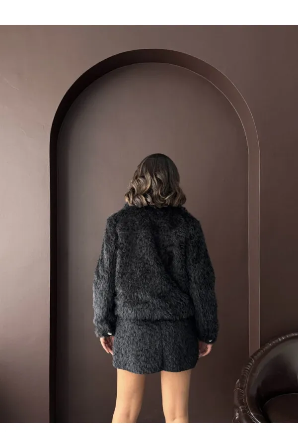 Topshow - Veste femme aspect fourrure synthétique en gros - Noire