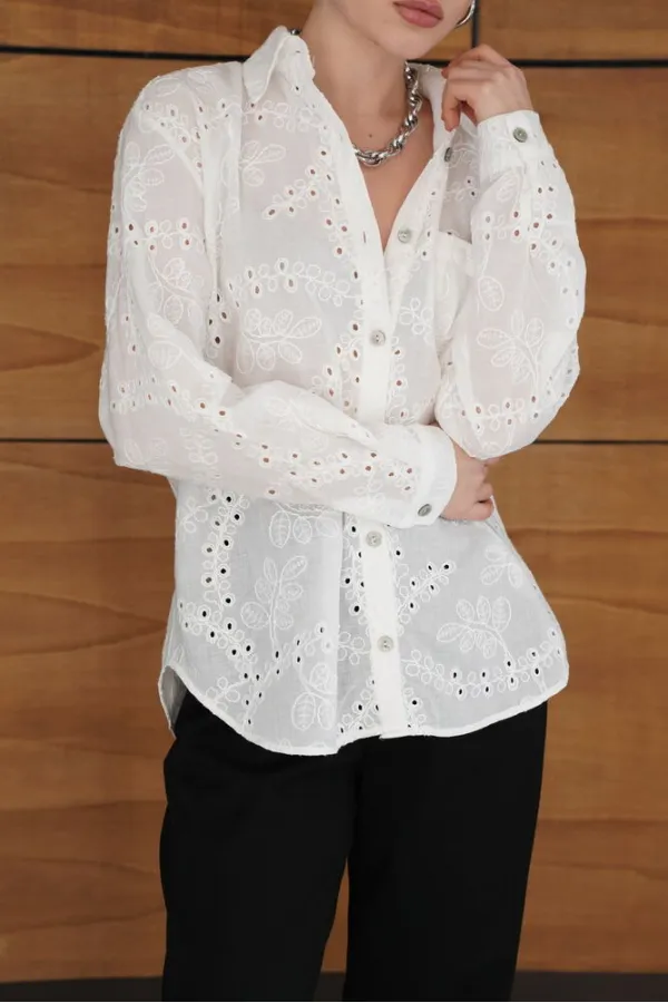 Corded Wholesale Shirts - Cream | F2079 - Topshow