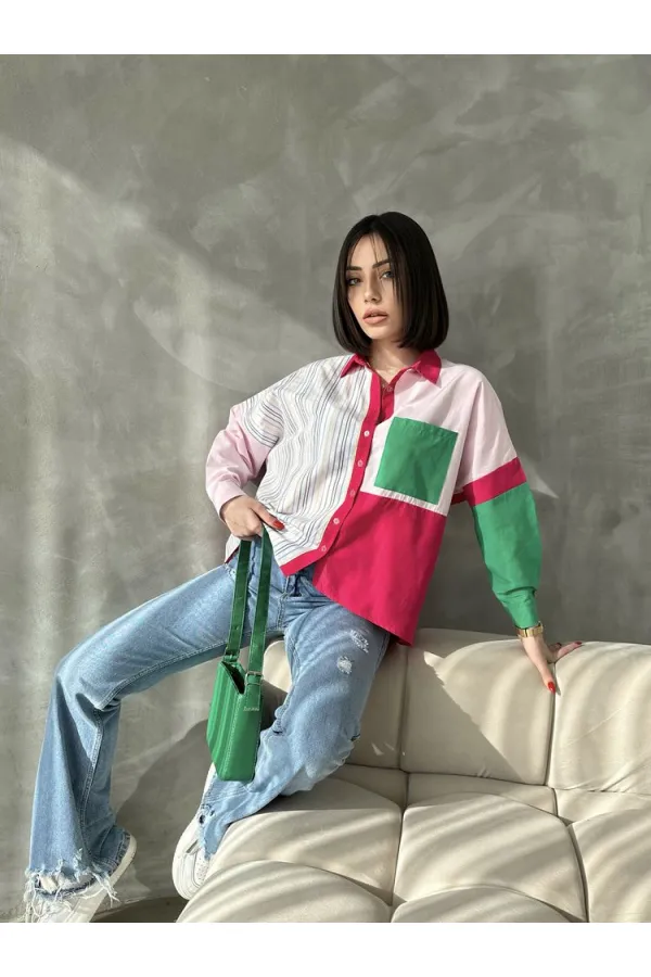 Striped Piece Wholesale Shirt - Colorful Stripes | TOPSHOW | F1461