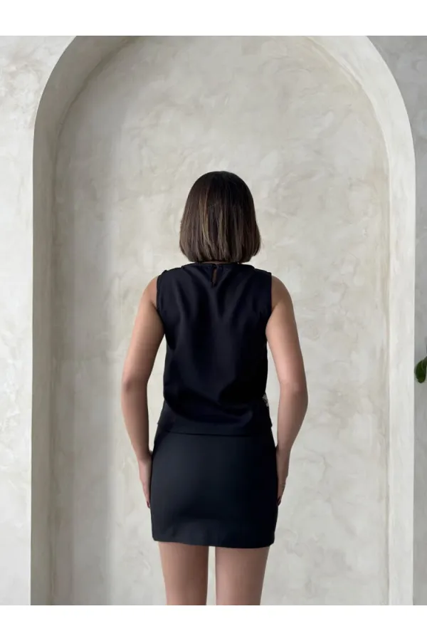 Lace Sleeveless Wholesale Blouse - Black | Topshow