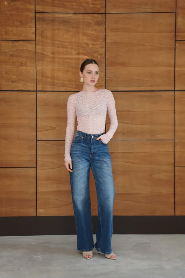 Dantel Toptan Bluz - Pembe | F2092 - Topshow