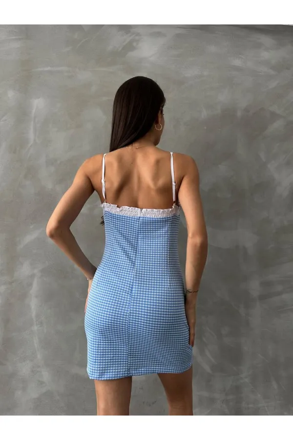 Topshow Blue Pitikare Strap Wholesale Dress