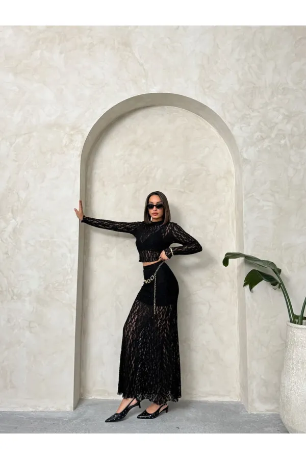 Lace Wholesale Evening Blouse - Black | TOPSHOW | F1886