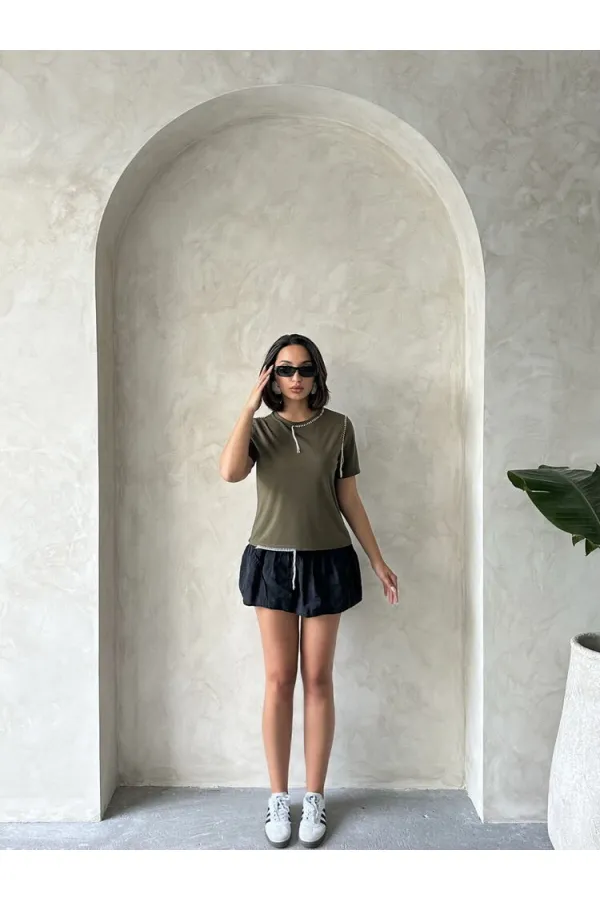 Topshow Haki Çoban Dikişli Toptan Tişört