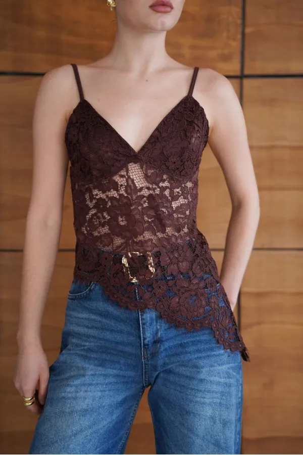 Askılı Brode Buluz - Kahve | D2965 - Topshow