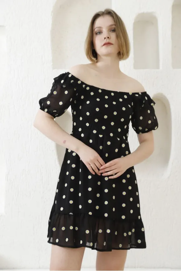 Robe Topshow à motif marguerites noires en gros