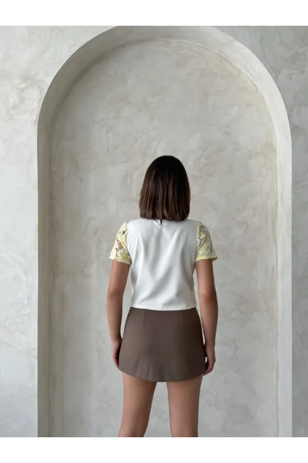 Dantel Bluz - Sarı | Topshow