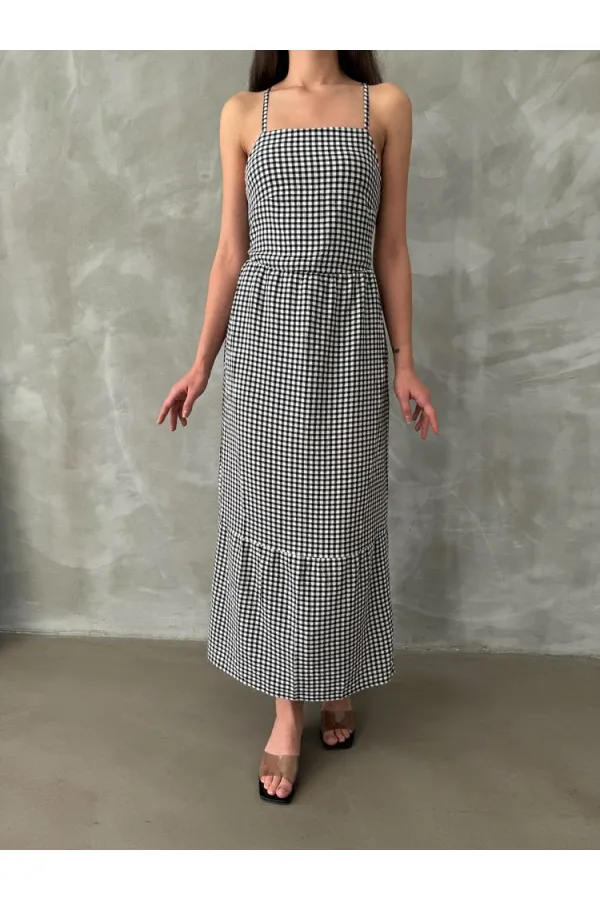 Topshow Black Strap Ankle Length Wholesale Dress