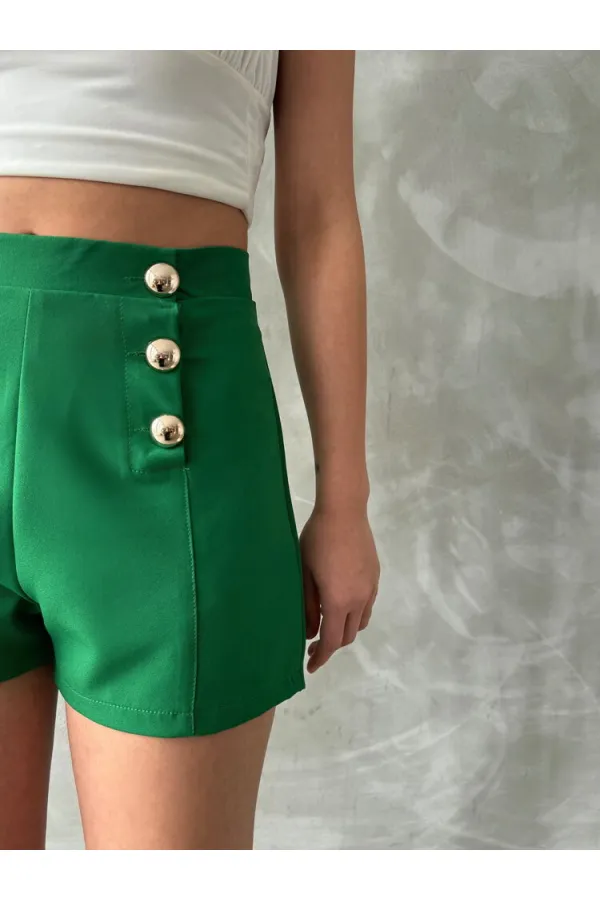 Topshow Emerald Embellished Buttoned Wholesale Shorts
