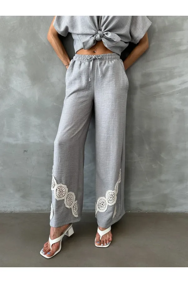 Topshow Gray Lace-Up Wholesale Trousers