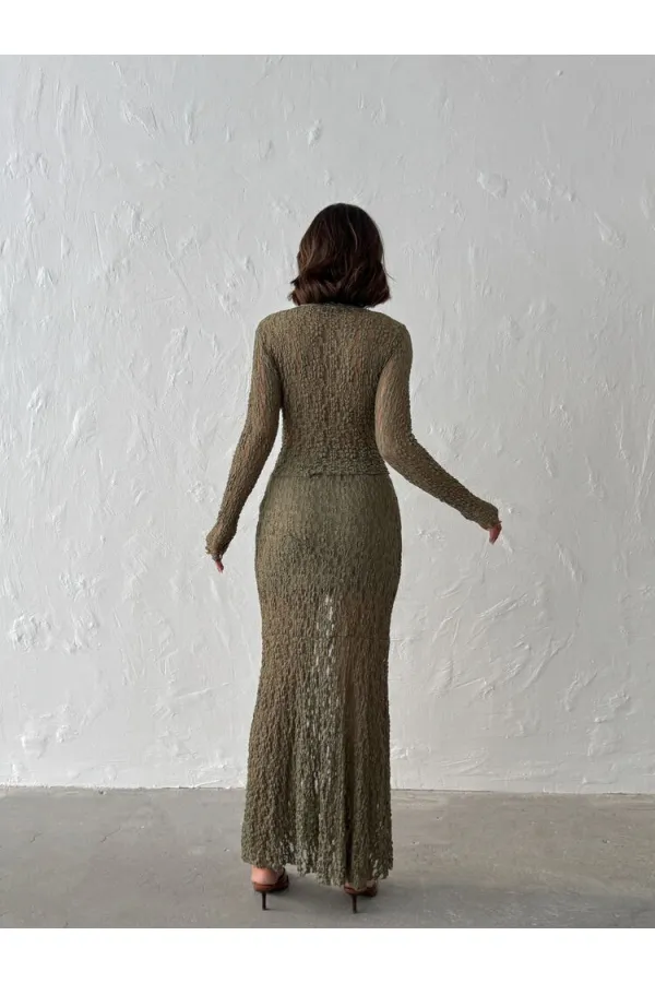 Khaki Color Long Transparent Wholesale Skirt | Topshow | F1887