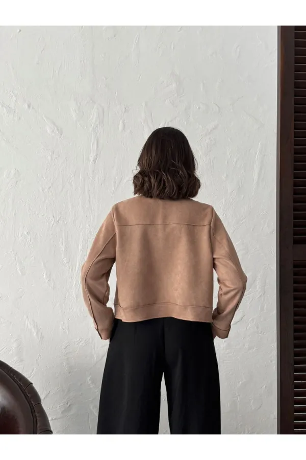 Veste Topshow en daim à poches - Vison | F1800