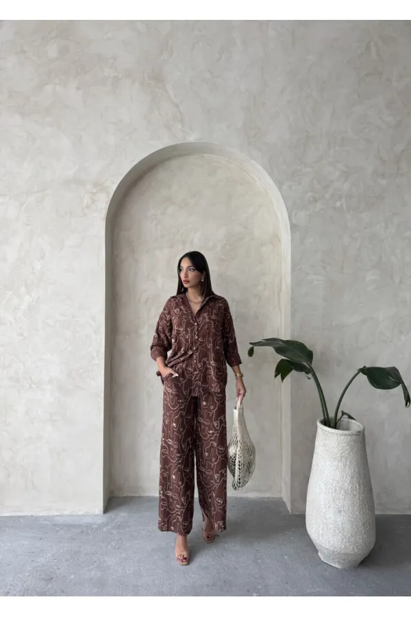 Embroidered Wholesale Shirt - Brown | Topshow | F1899