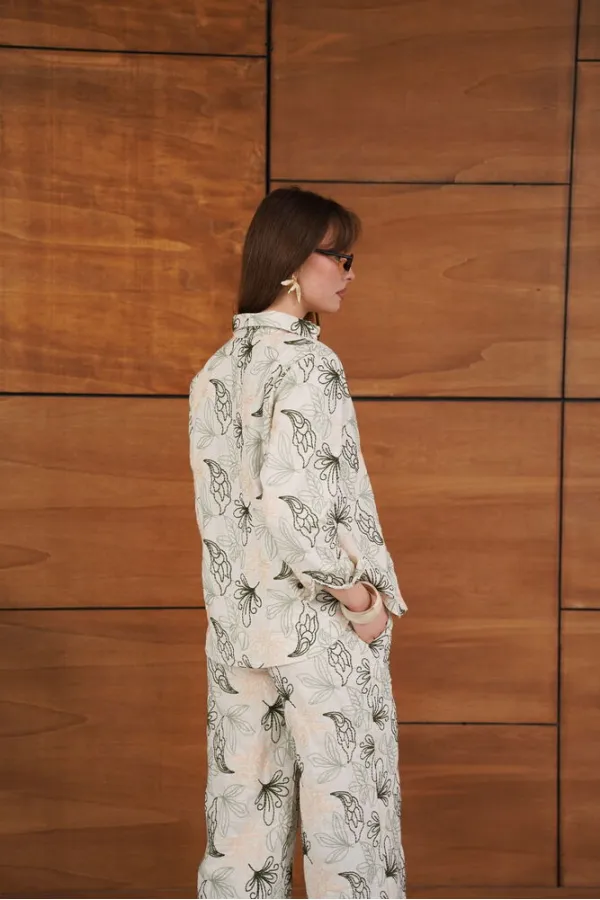 Topshow Embroidered Linen Wholesale Shirts - Stone | F2009