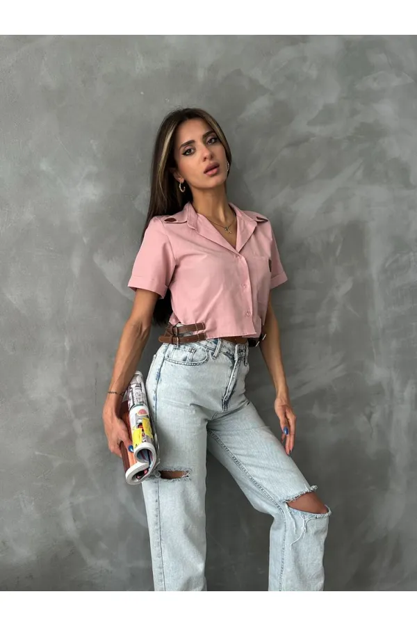 Topshow Powder Belt Detailed Wholesale Shirt