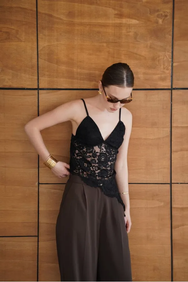 Askılı Brode Buluz - Siyah | D2965 - Topshow