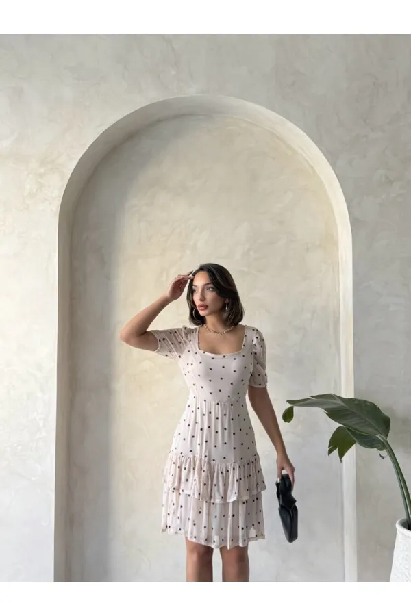 Jupe Topshow Stone à col bateau et imprimé floral, manches courtes et volantées, en gros