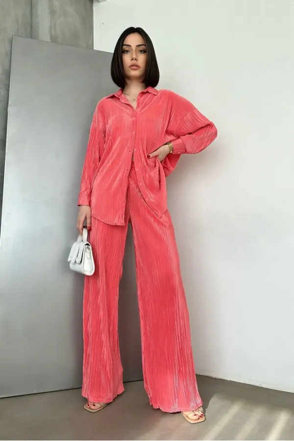 Pantalon plissé fuchsia Topshow en gros