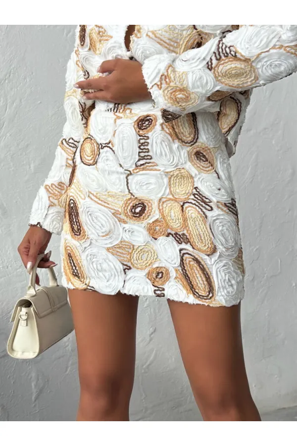 Topshow Wholesale Flounce Patterned Mini Skirt – Stylish and Modern Design – Brown | F1963