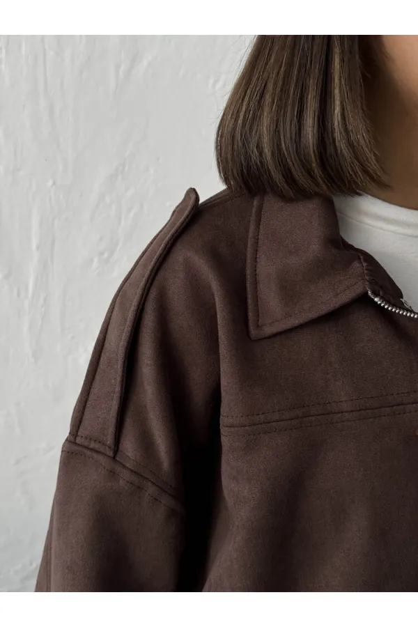 Topshow Scuba Suede Jacket - Brown | F2017